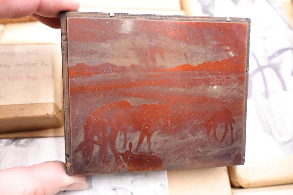 Archive of Vintage Printing Plates, Copper Etchings & Cataloged Printing Blocks - 5