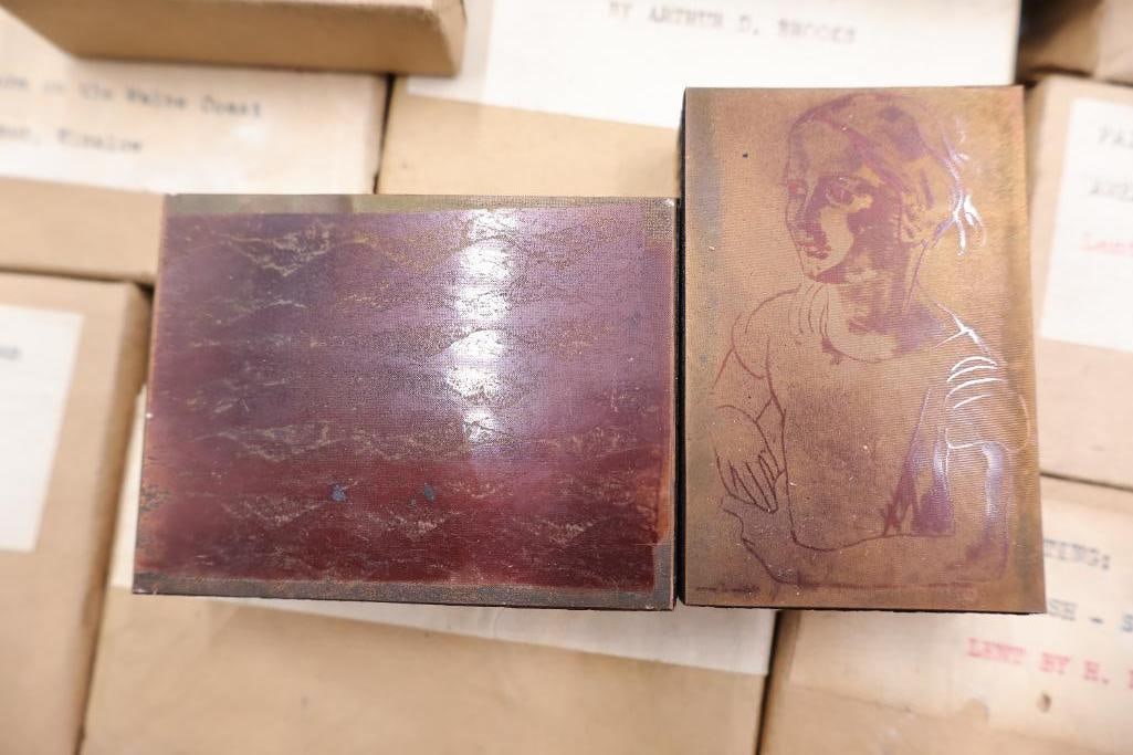 Archive of Vintage Printing Plates, Copper Etchings & Cataloged Printing Blocks - 6