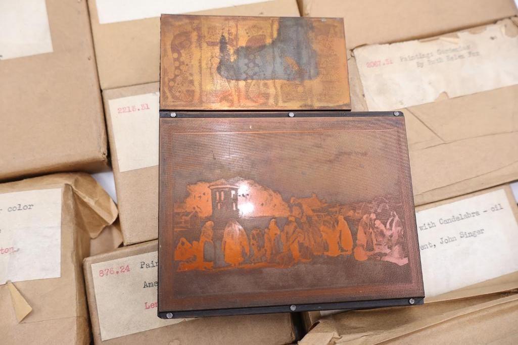 Archive of Vintage Printing Plates, Copper Etchings & Cataloged Printing Blocks - 8
