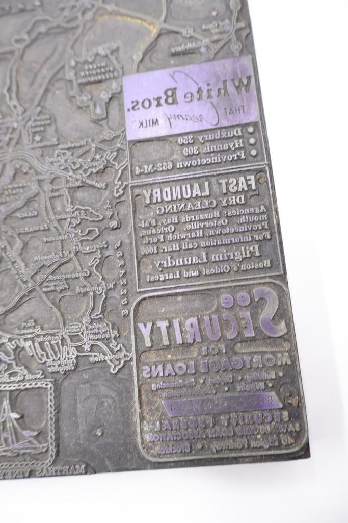 Large Vintage Printing Plate Collection with Letterpress Blocks & San Francisco Streetcar Scene - 11