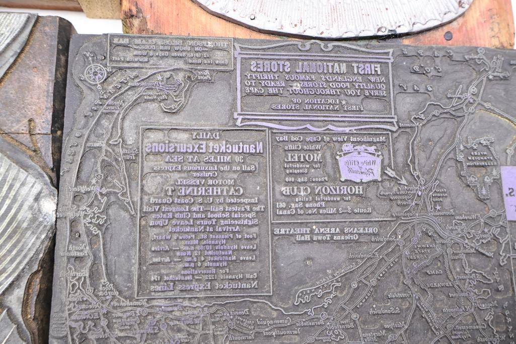 Large Vintage Printing Plate Collection with Letterpress Blocks & San Francisco Streetcar Scene - 12
