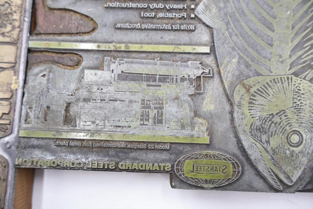 Large Vintage Printing Plate Collection with Letterpress Blocks & San Francisco Streetcar Scene - 8