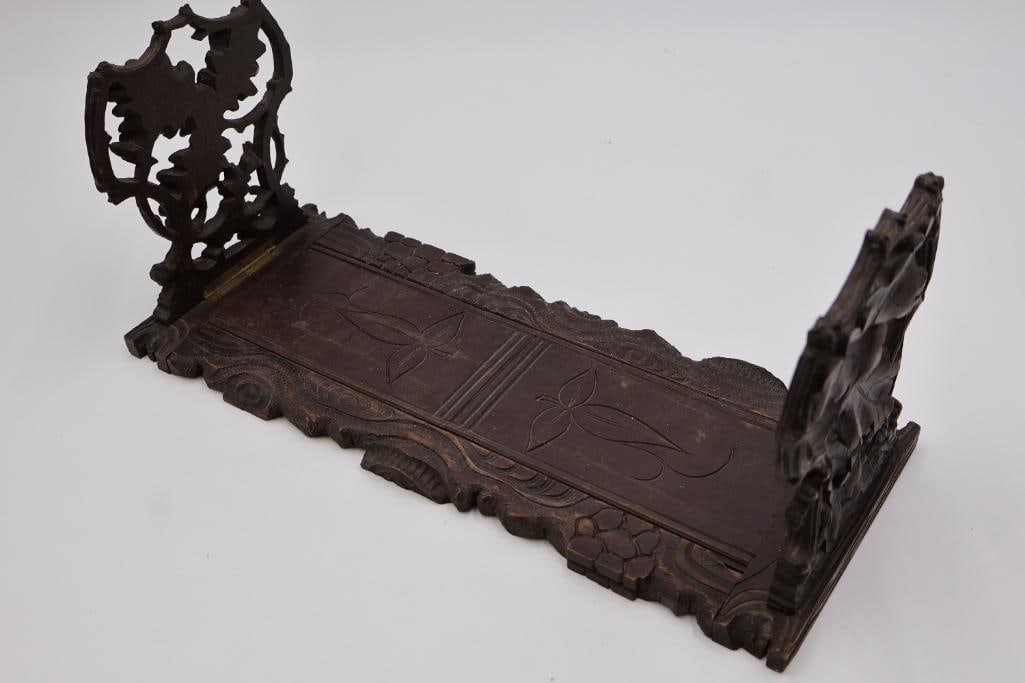 Collection of Vintage & Antique Hardcover Books with Carved Wood Bookends - 14