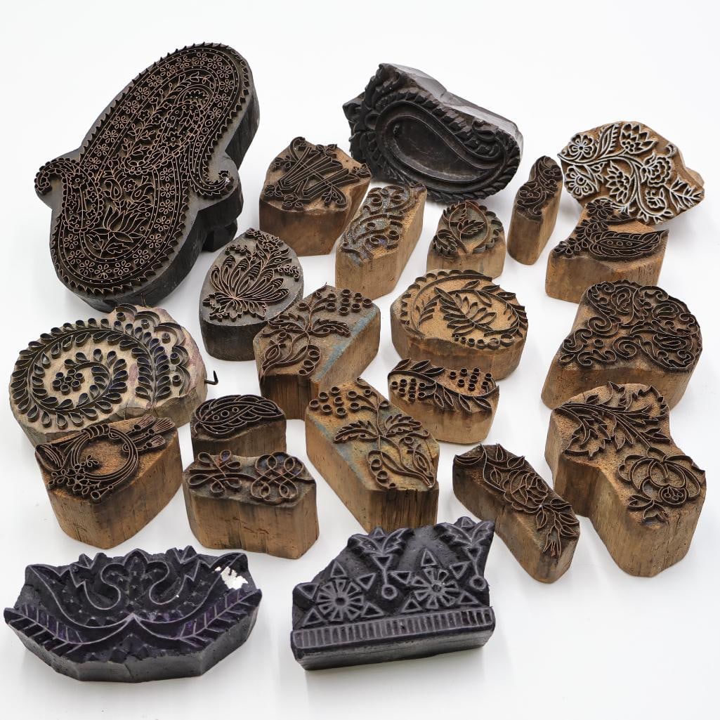 Collection of Antique Carved Textile Printing Blocks & Decorative Stamp Molds (1 of 20)
