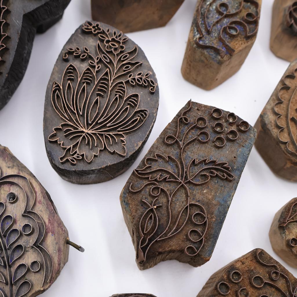 Collection of Antique Carved Textile Printing Blocks & Decorative Stamp Molds - 8
