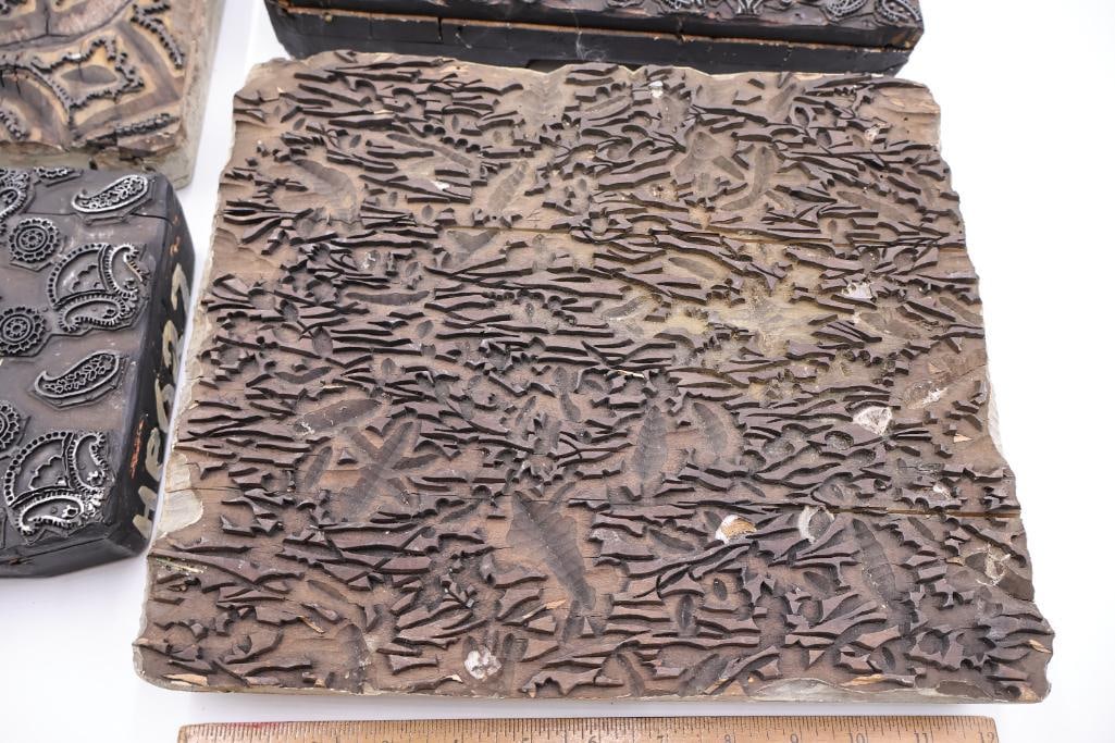 Group of Antique Ornamental Printing Plates & Textured Engraving Blocks - 4