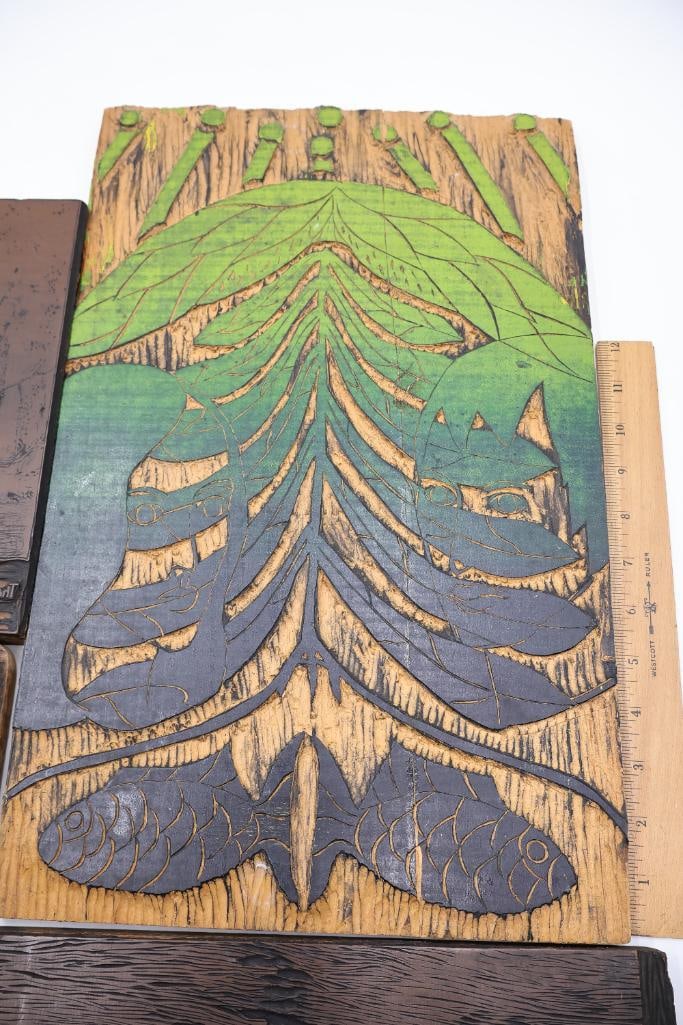 Collection of Artistic Woodcut Printing Blocks & Decorative Engraving Plates - 11