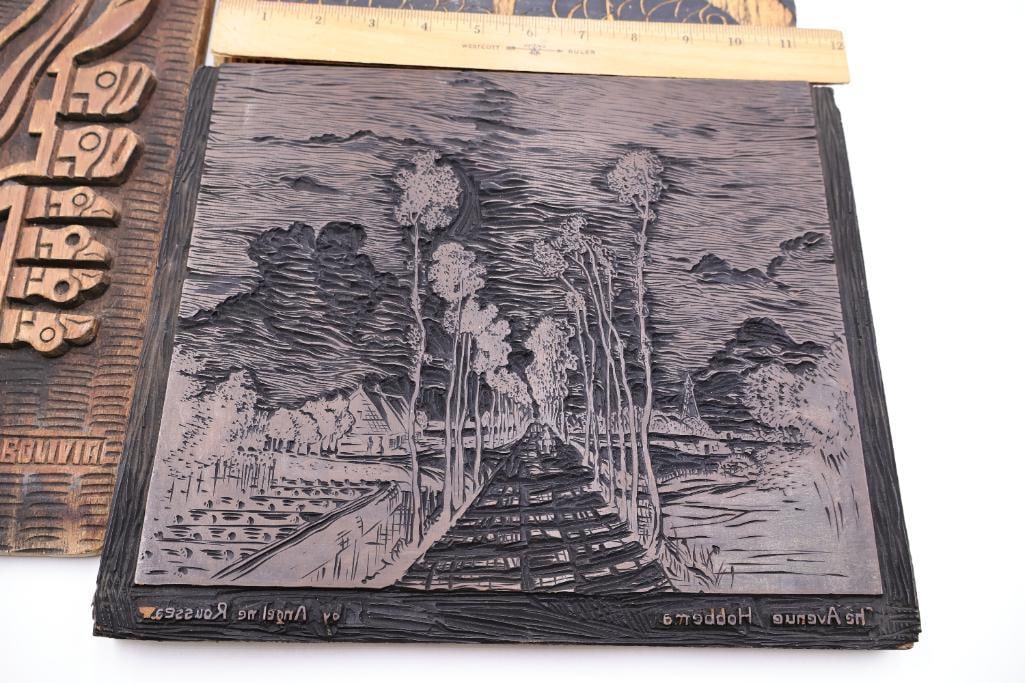 Collection of Artistic Woodcut Printing Blocks & Decorative Engraving Plates - 2