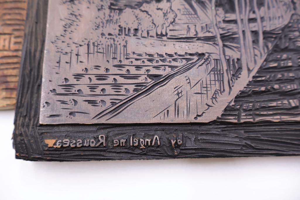 Collection of Artistic Woodcut Printing Blocks & Decorative Engraving Plates - 4