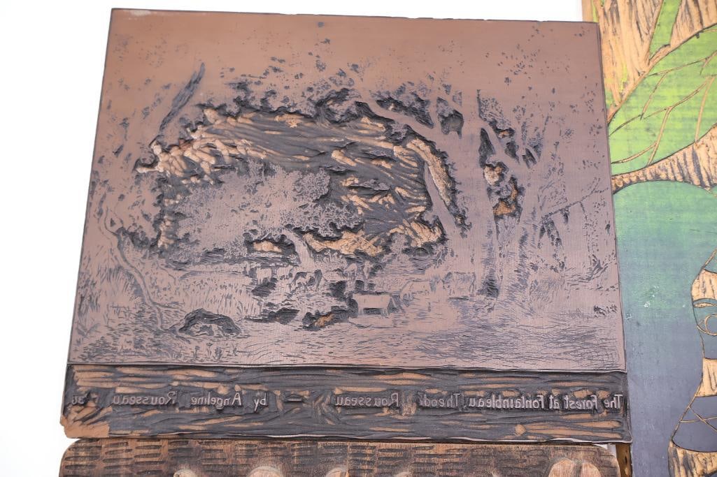 Collection of Artistic Woodcut Printing Blocks & Decorative Engraving Plates - 6