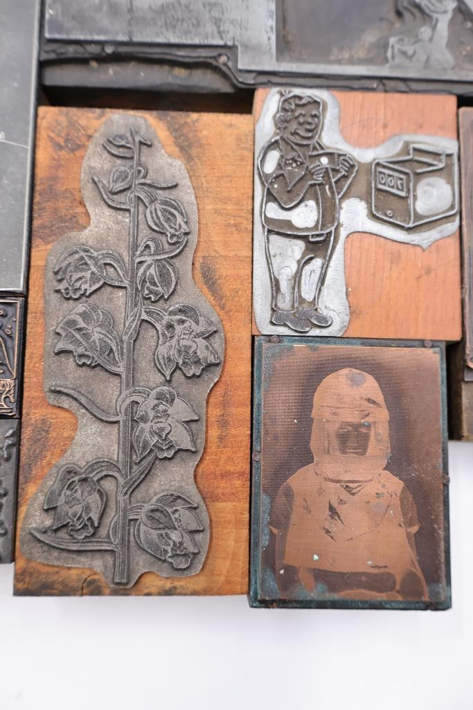 Large Collection of Vintage Printing Plates, Maps & Letterpress Engraving Blocks - 12