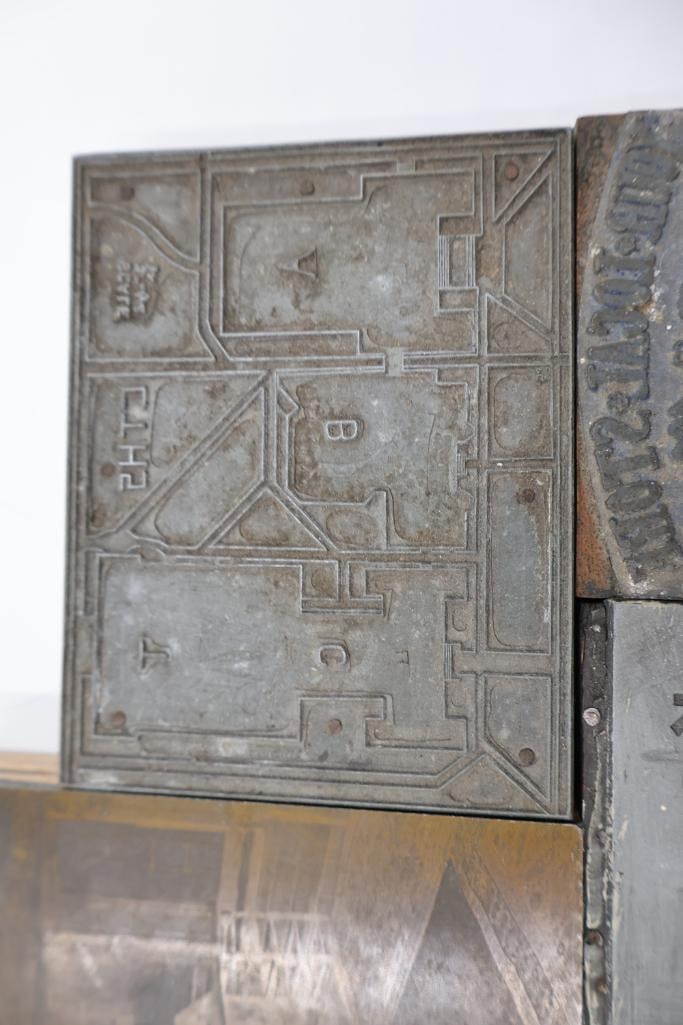 Large Collection of Vintage Printing Plates, Maps & Letterpress Engraving Blocks - 16