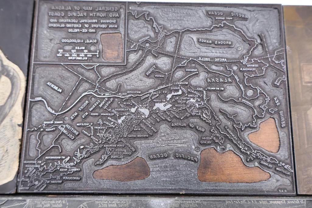 Large Collection of Vintage Printing Plates, Maps & Letterpress Engraving Blocks - 4
