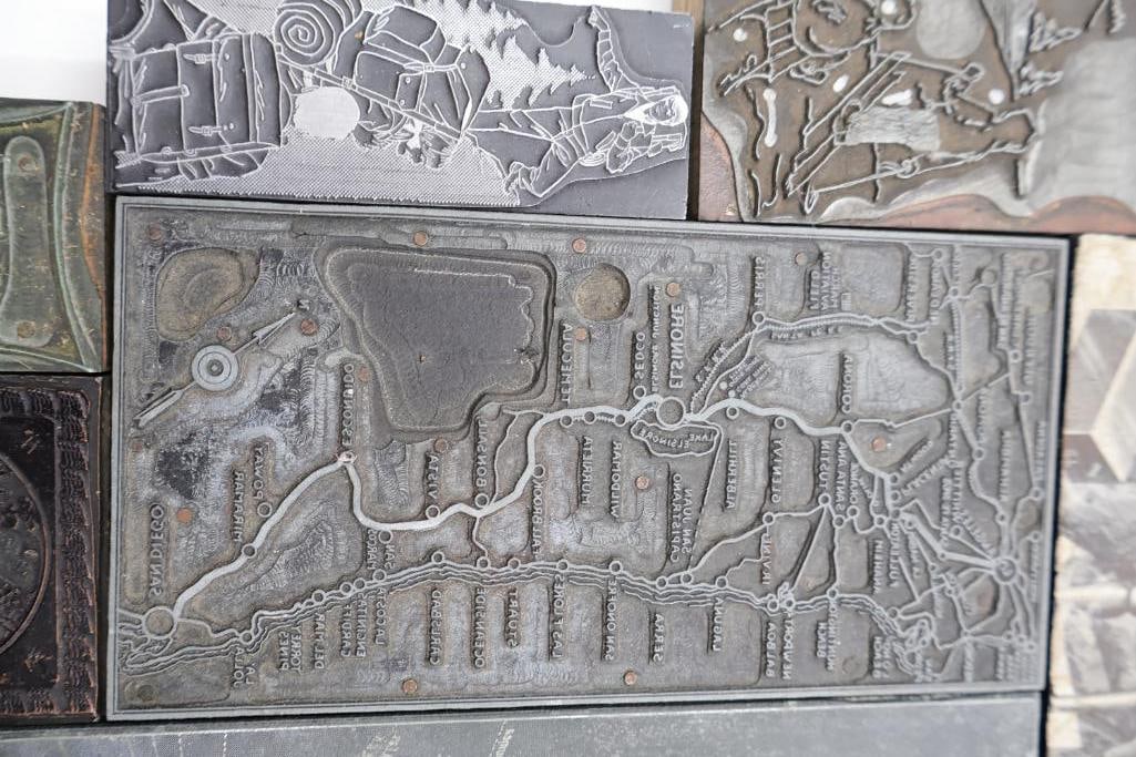 Large Collection of Vintage Printing Plates, Maps & Letterpress Engraving Blocks - 8