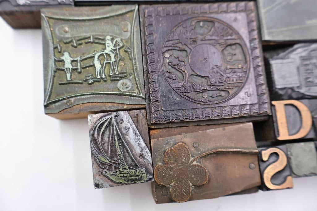 Large Collection of Vintage Printing Plates, Maps & Letterpress Engraving Blocks - 9