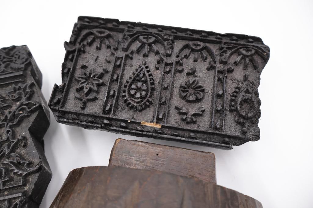 Collection of Antique Carved Textile Printing Blocks & Decorative Stamp Molds - 16