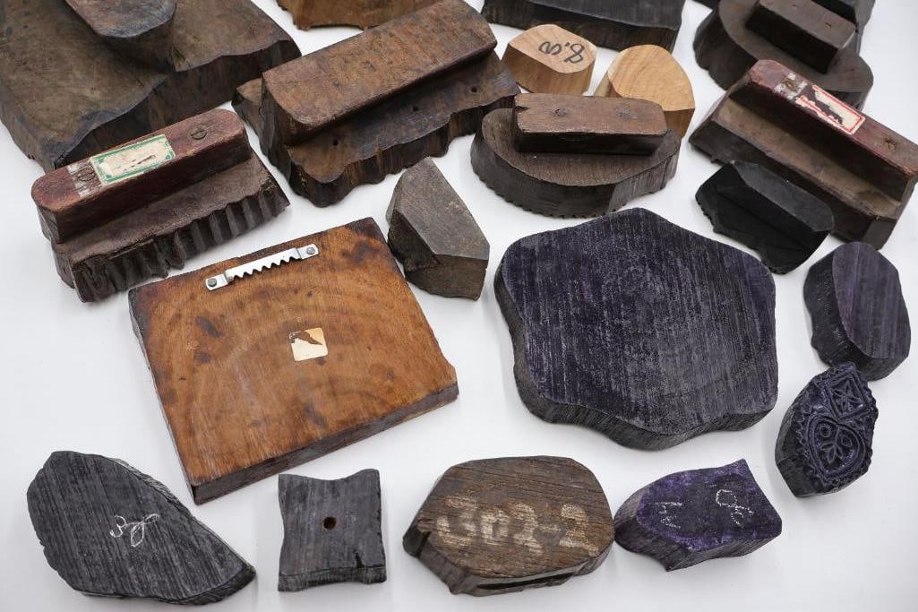Collection of Antique Carved Textile Printing Blocks & Decorative Stamp Molds - 18