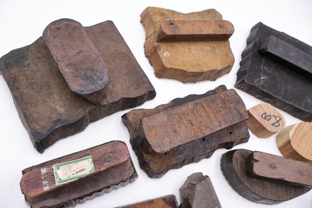 Collection of Antique Carved Textile Printing Blocks & Decorative Stamp Molds - 19