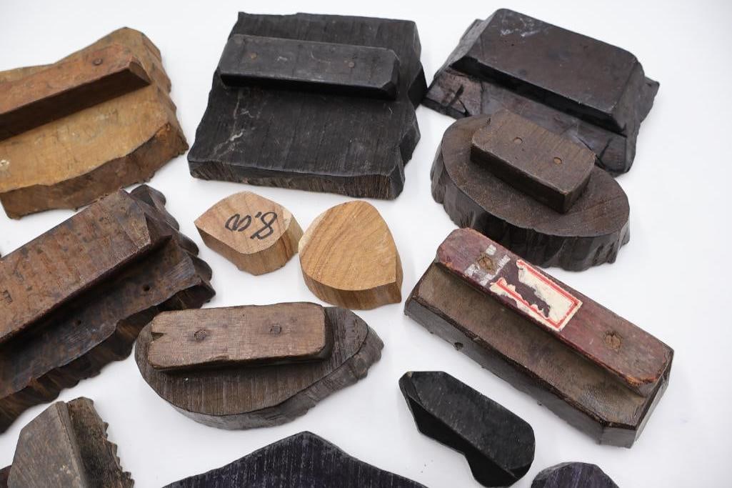 Collection of Antique Carved Textile Printing Blocks & Decorative Stamp Molds - 20