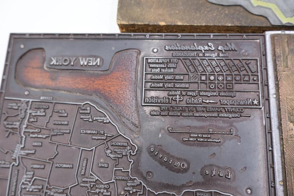 Vintage Copper Printing Plates Featuring Maps, Cityscapes & Scenic Imagery - 13