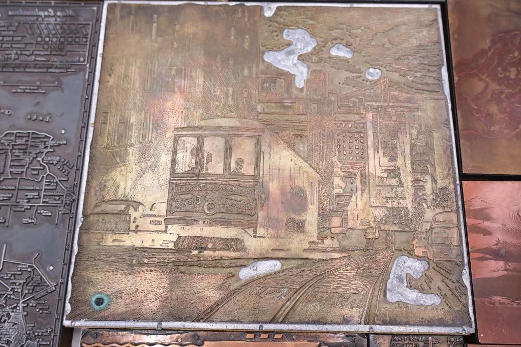 Vintage Copper Printing Plates Featuring Maps, Cityscapes & Scenic Imagery - 14
