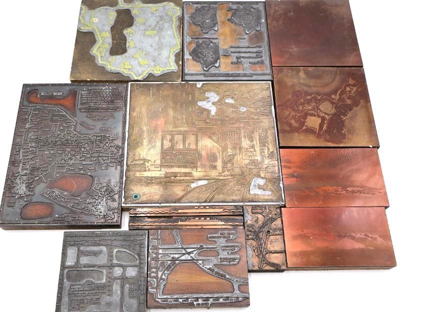 Vintage Copper Printing Plates Featuring Maps, Cityscapes & Scenic Imagery (1 of 15)