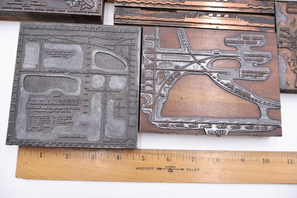 Vintage Copper Printing Plates Featuring Maps, Cityscapes & Scenic Imagery - 3