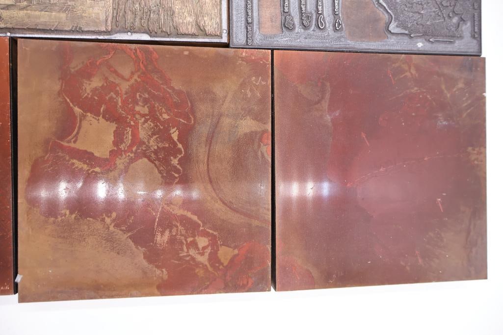 Vintage Copper Printing Plates Featuring Maps, Cityscapes & Scenic Imagery - 9
