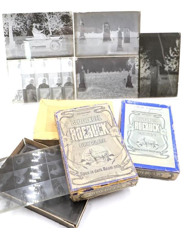Antique Blue Label Dry Plate Glass Negatives & Cemetery Scene Collection (1 of 16)
