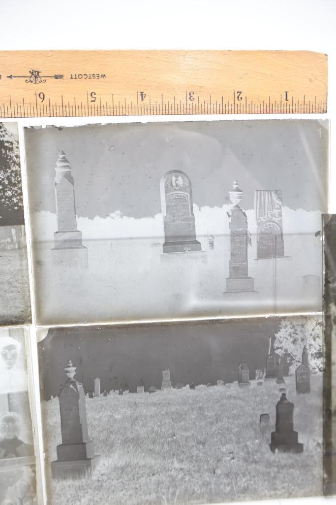 Antique Blue Label Dry Plate Glass Negatives & Cemetery Scene Collection - 2