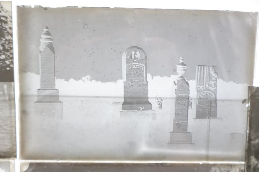 Antique Blue Label Dry Plate Glass Negatives & Cemetery Scene Collection - 3