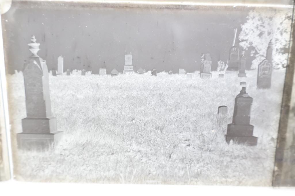 Antique Blue Label Dry Plate Glass Negatives & Cemetery Scene Collection - 4