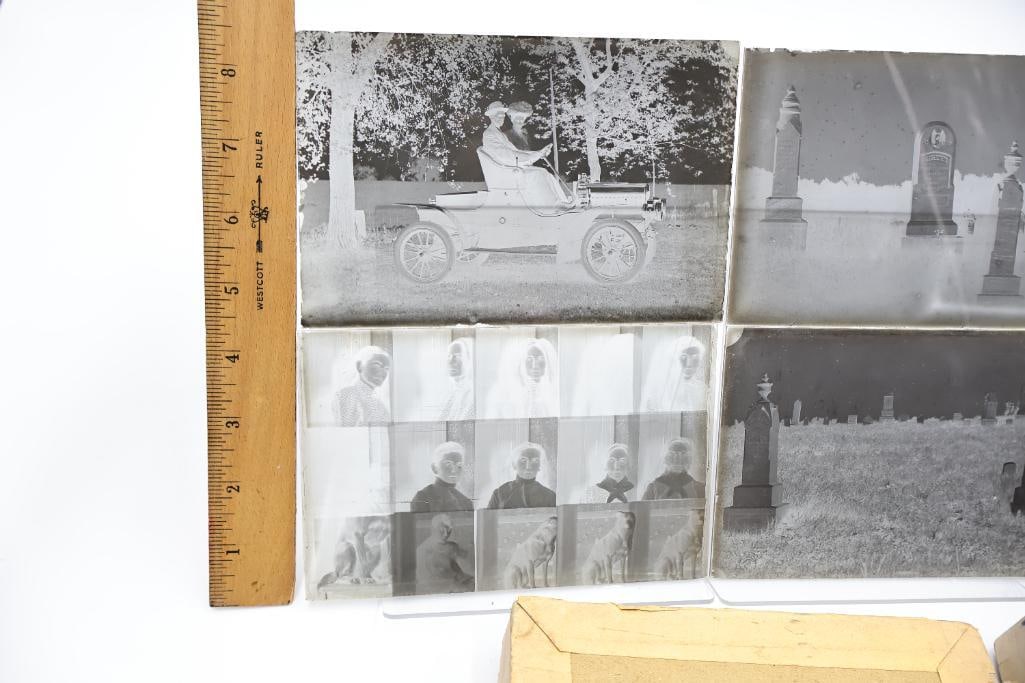 Antique Blue Label Dry Plate Glass Negatives & Cemetery Scene Collection - 6
