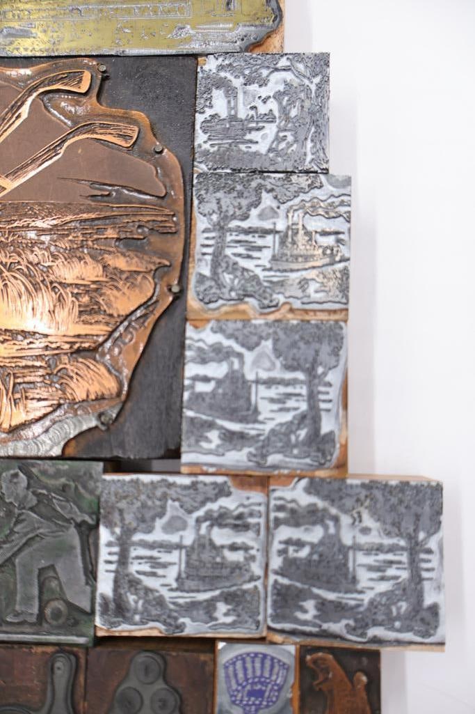 Vintage Letterpress Printing Blocks, Assorted Copper & Wood Cuts - 15