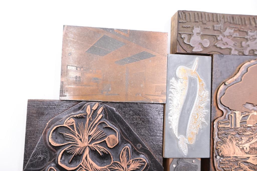 Vintage Letterpress Printing Blocks, Assorted Copper & Wood Cuts - 3
