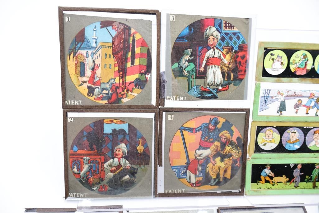 Antique magic lantern slides used in early image projectors - 3