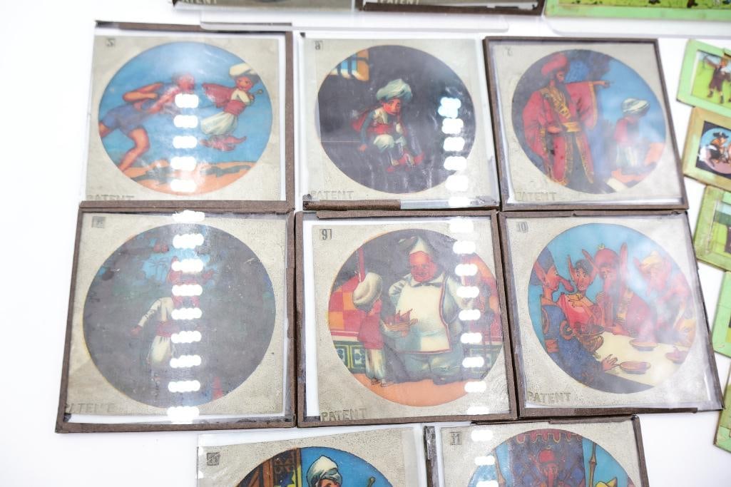 Antique magic lantern slides used in early image projectors - 4