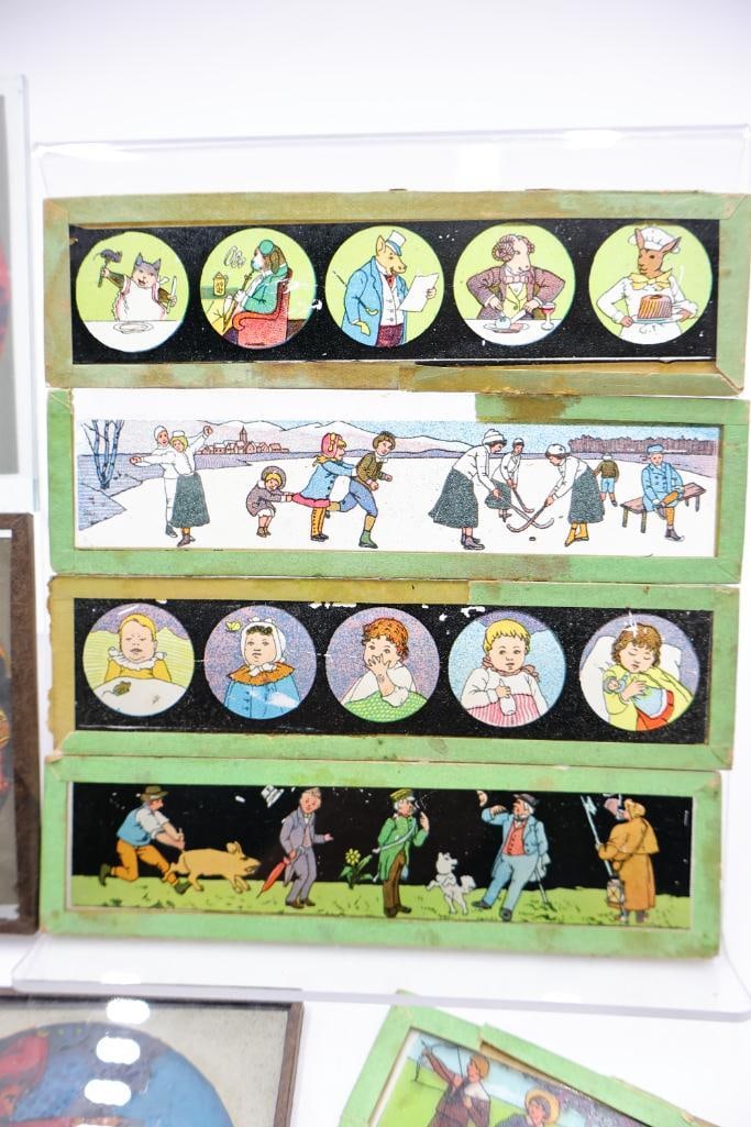 Antique magic lantern slides used in early image projectors - 6