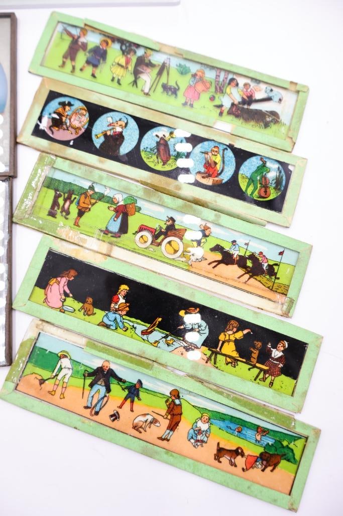 Antique magic lantern slides used in early image projectors - 7