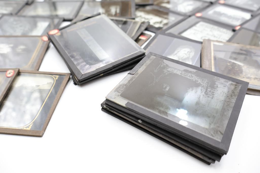 Vintage Magic Lantern Glass Slides Collection with Wooden Storage Box - 4