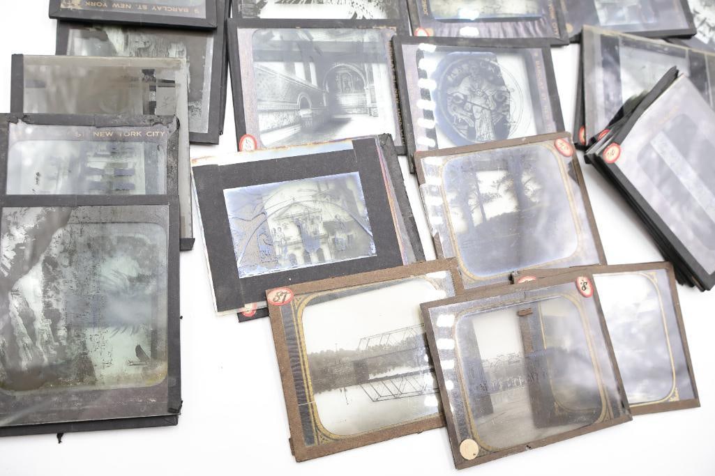 Vintage Magic Lantern Glass Slides Collection with Wooden Storage Box - 5