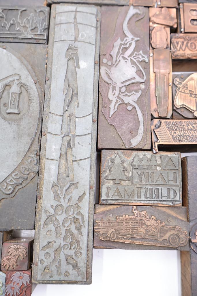 Large Collection of Antique Printing Plates, Copper Engraving Blocks & Letterpress Dies - 10