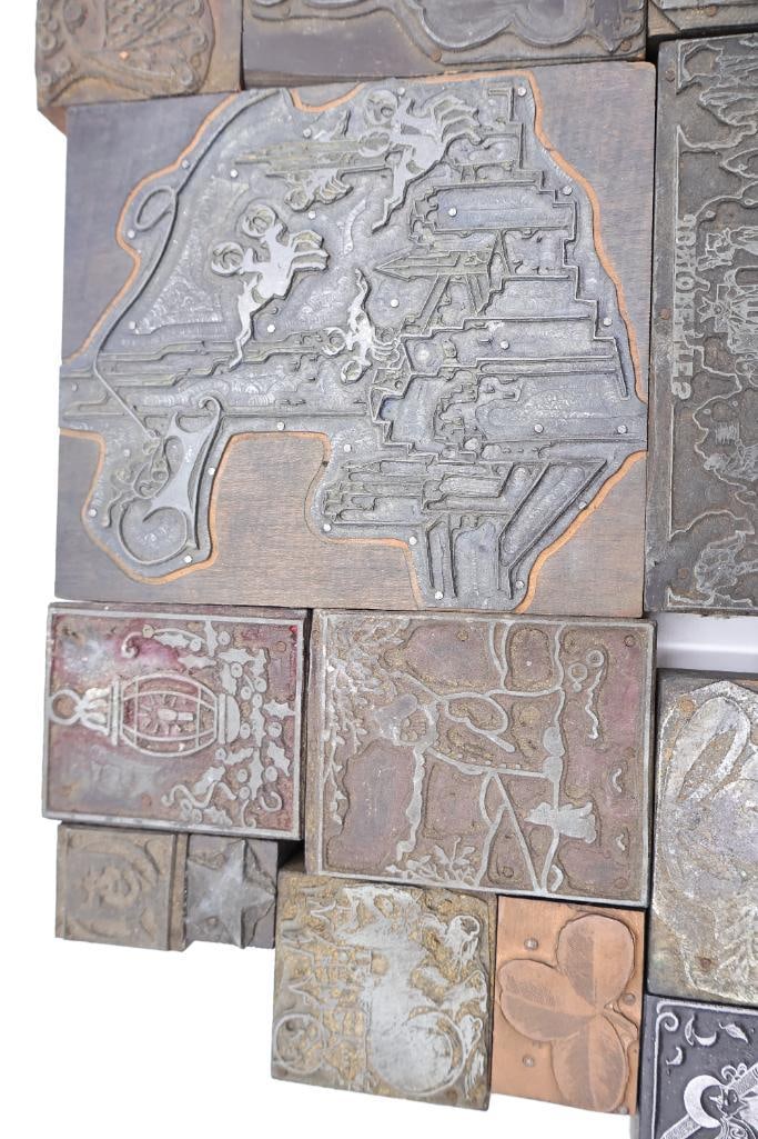Large Collection of Antique Printing Plates, Copper Engraving Blocks & Letterpress Dies - 11