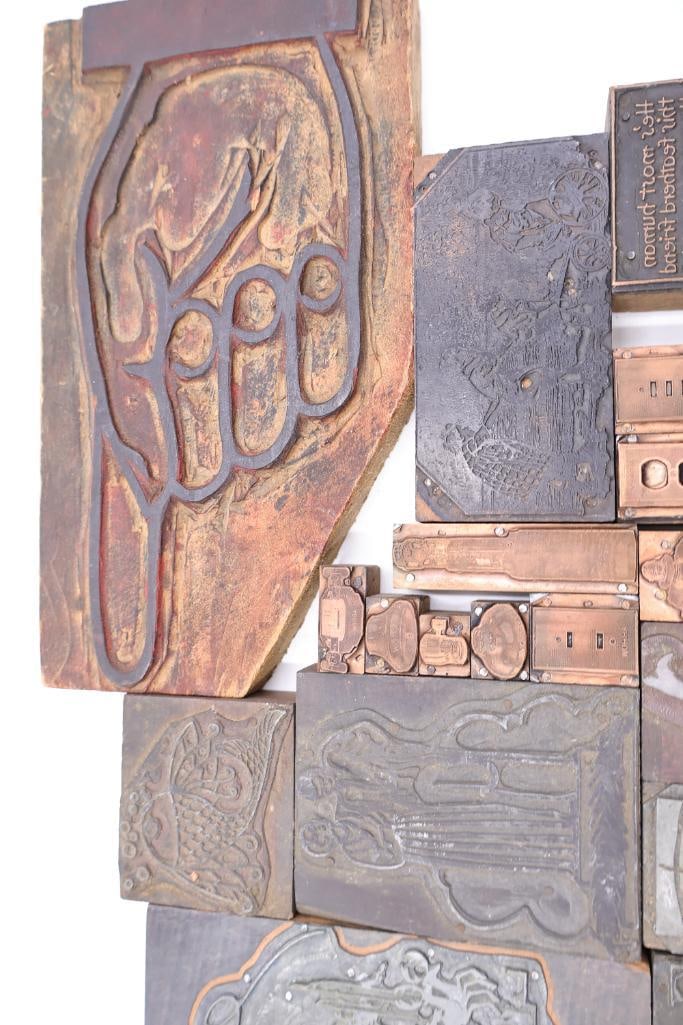 Large Collection of Antique Printing Plates, Copper Engraving Blocks & Letterpress Dies - 12