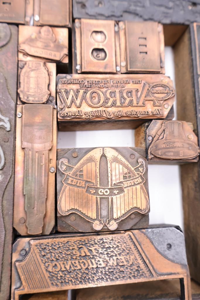 Large Collection of Antique Printing Plates, Copper Engraving Blocks & Letterpress Dies - 14