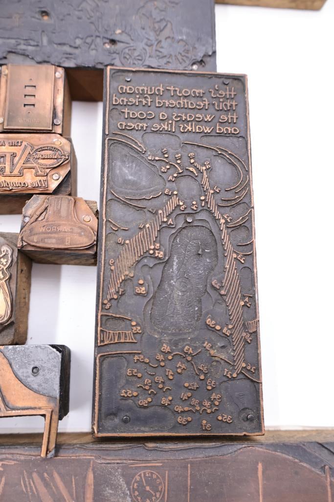 Large Collection of Antique Printing Plates, Copper Engraving Blocks & Letterpress Dies - 15