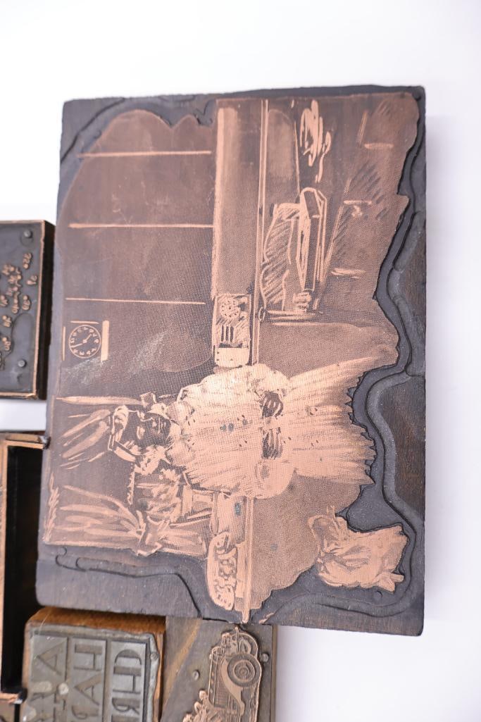 Large Collection of Antique Printing Plates, Copper Engraving Blocks & Letterpress Dies - 16