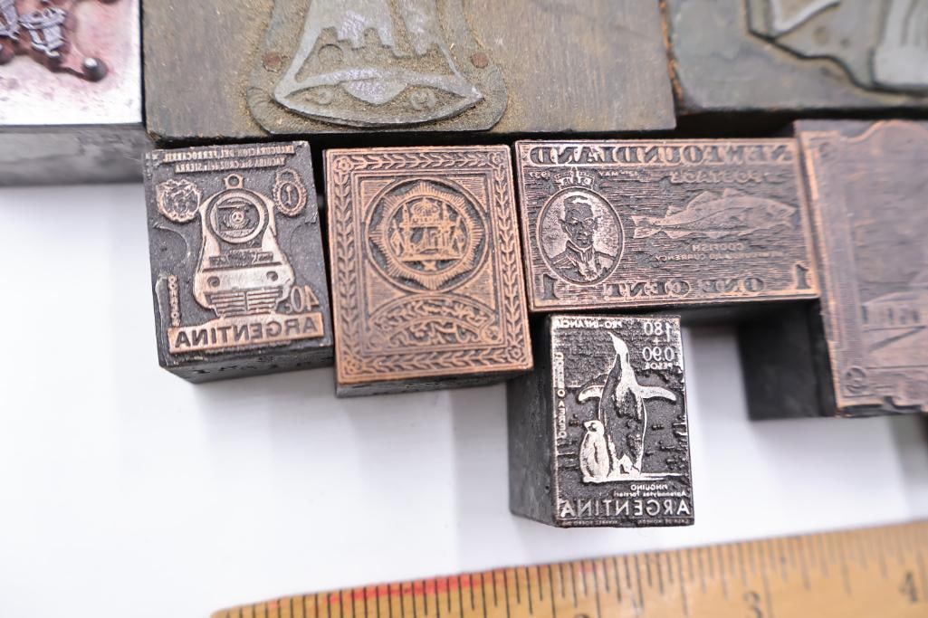 Large Collection of Antique Printing Plates, Copper Engraving Blocks & Letterpress Dies - 4