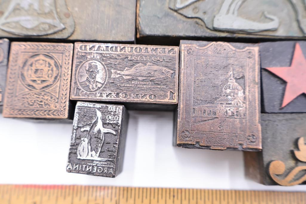 Large Collection of Antique Printing Plates, Copper Engraving Blocks & Letterpress Dies - 5