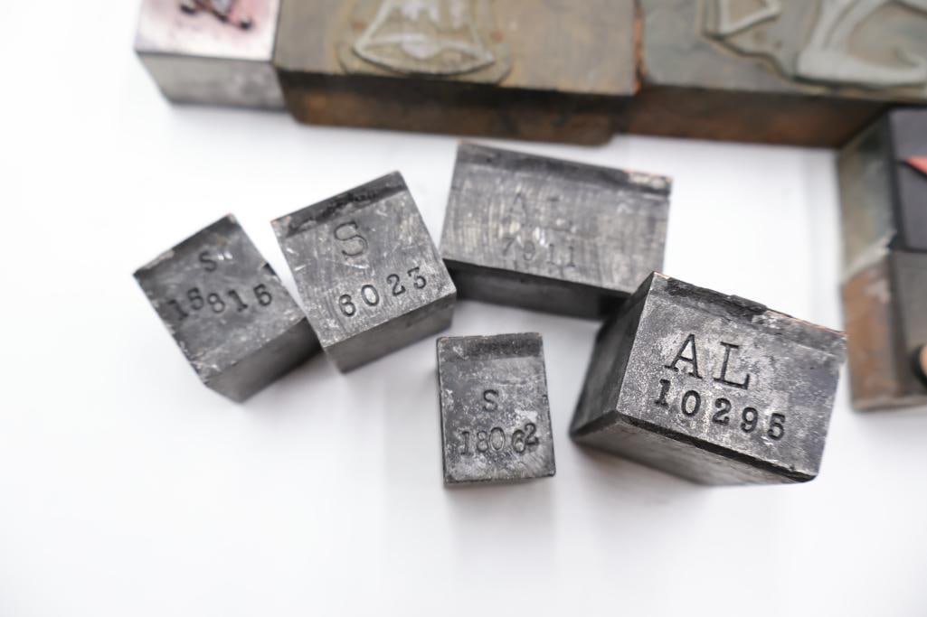 Large Collection of Antique Printing Plates, Copper Engraving Blocks & Letterpress Dies - 6